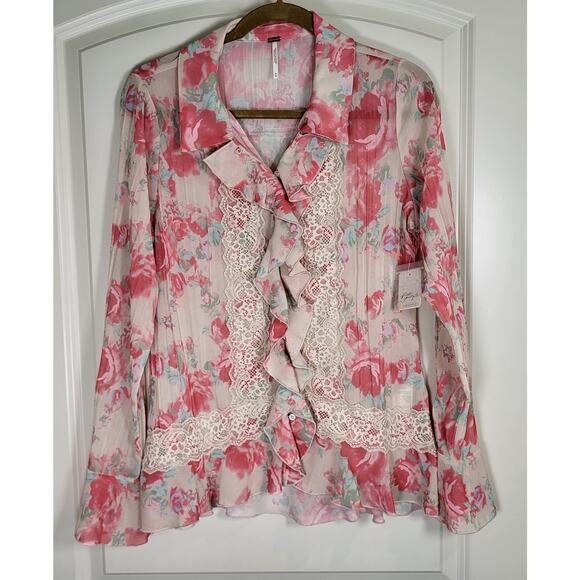 FREE PEOPLE Bad At Love Ivory Printed Blouse - Size M (NWT) - Picture 7 of 14